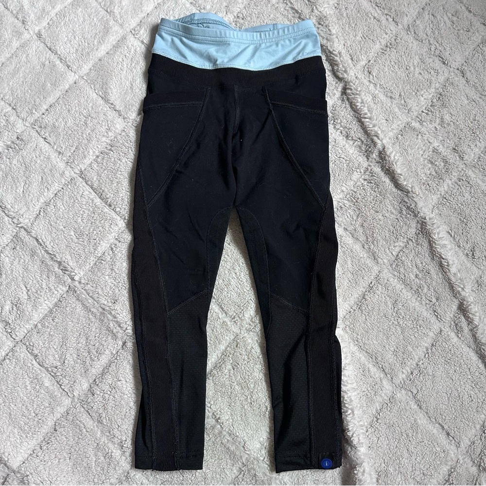 iRideon | Baby Blue and Black Synergy Knee Patch Tights | Size Extra Small